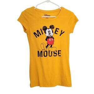 Disney Mickey Mouse T-Shirt Juniors Small 3-5 Mustard Yellow Lightweight